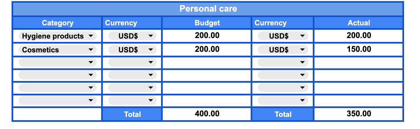Zero-Based Budget Tracker